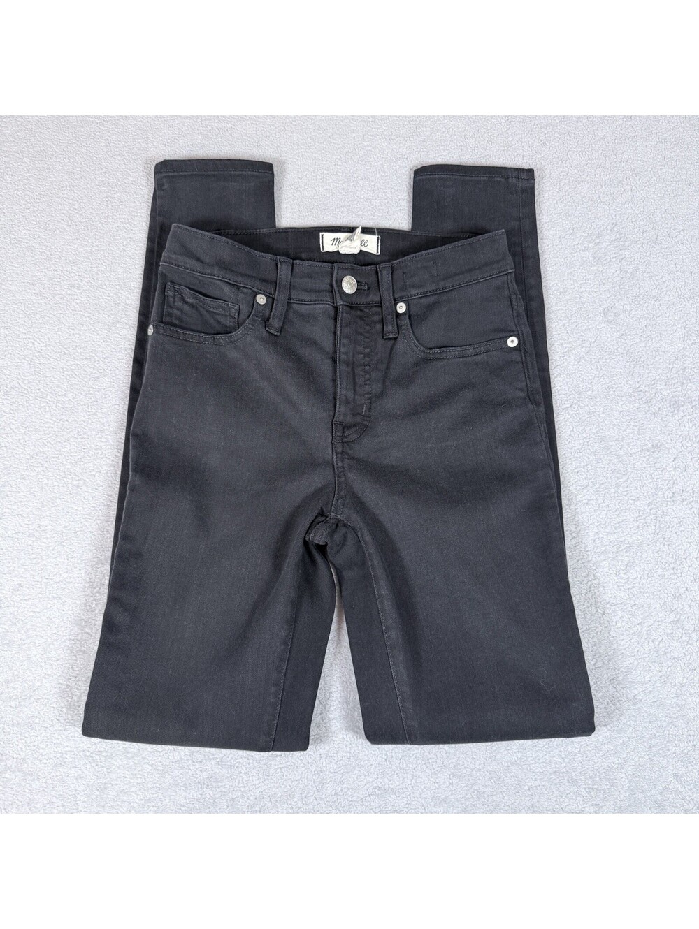 Madewell Women’s 26T Tall 9” Mid Rise Skinny Jeans Black Stretch Denim‎